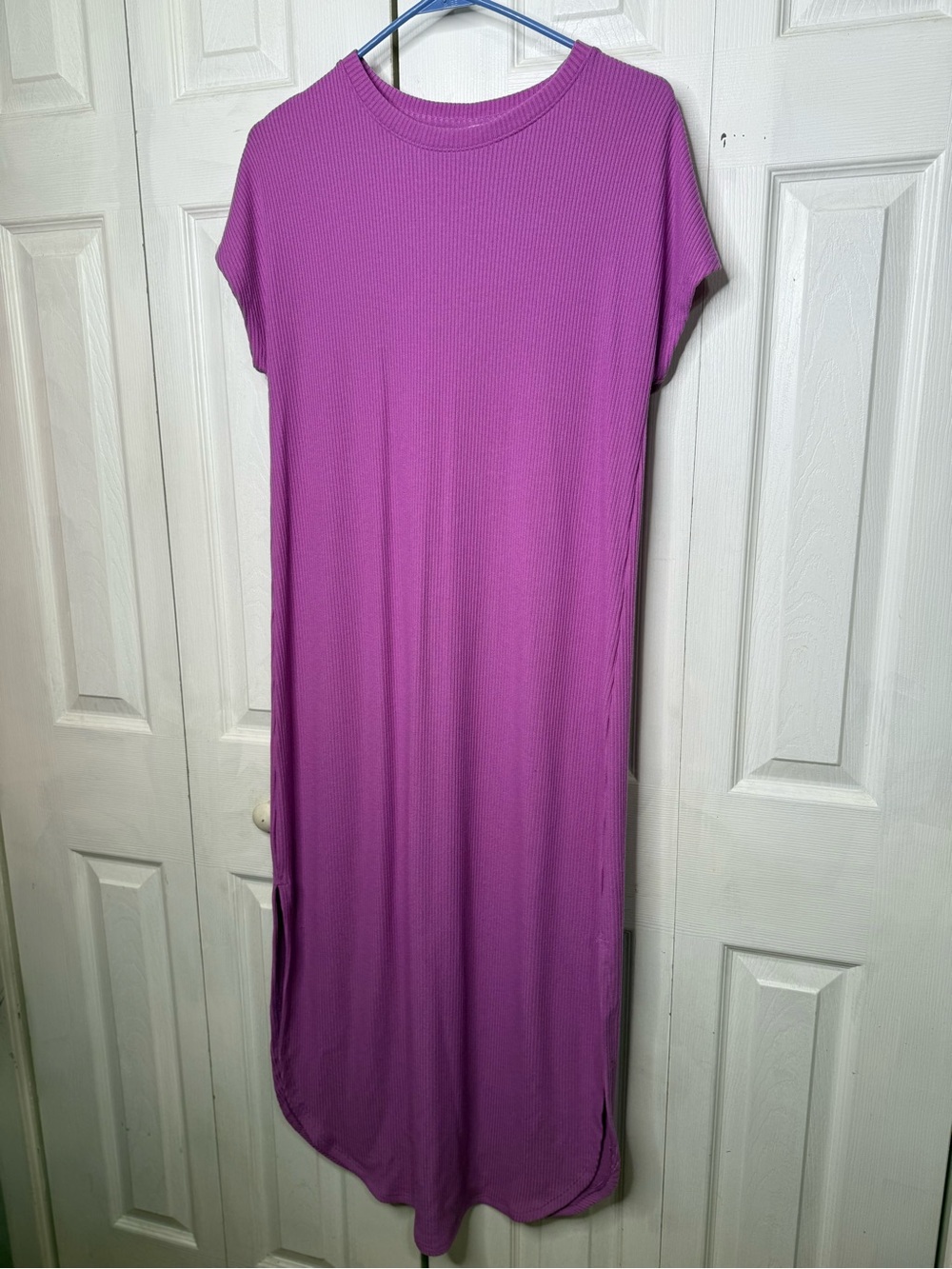 Time and Tru Ribbed Maxi T-Shirt Dress - Purple